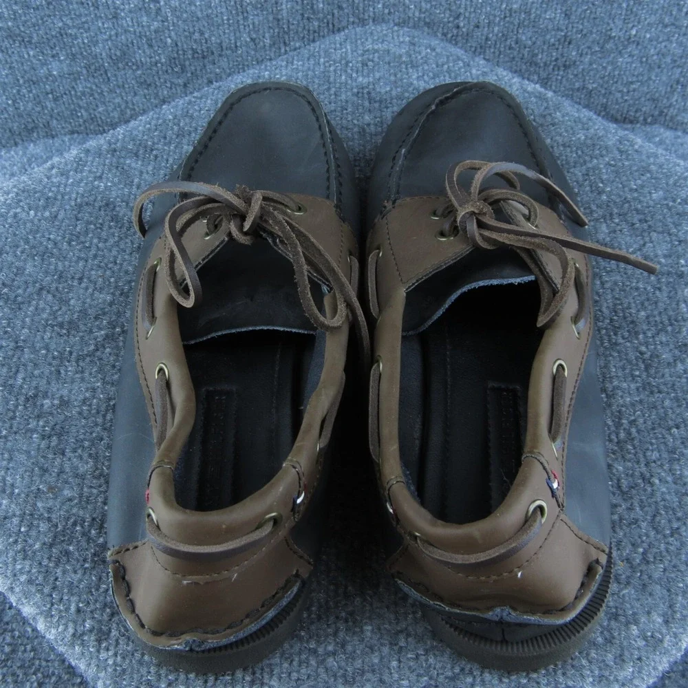 Tommy Hilfiger Bowman Men‎ Boat Shoe Shoes Black Leather Lace Up Size 10 Medium